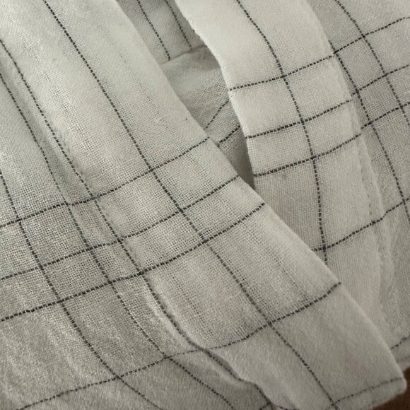 Vince Window Panel Popover Blouse Round Split Neck Linen Blend Lightweight Airy - Picture 15 of 16